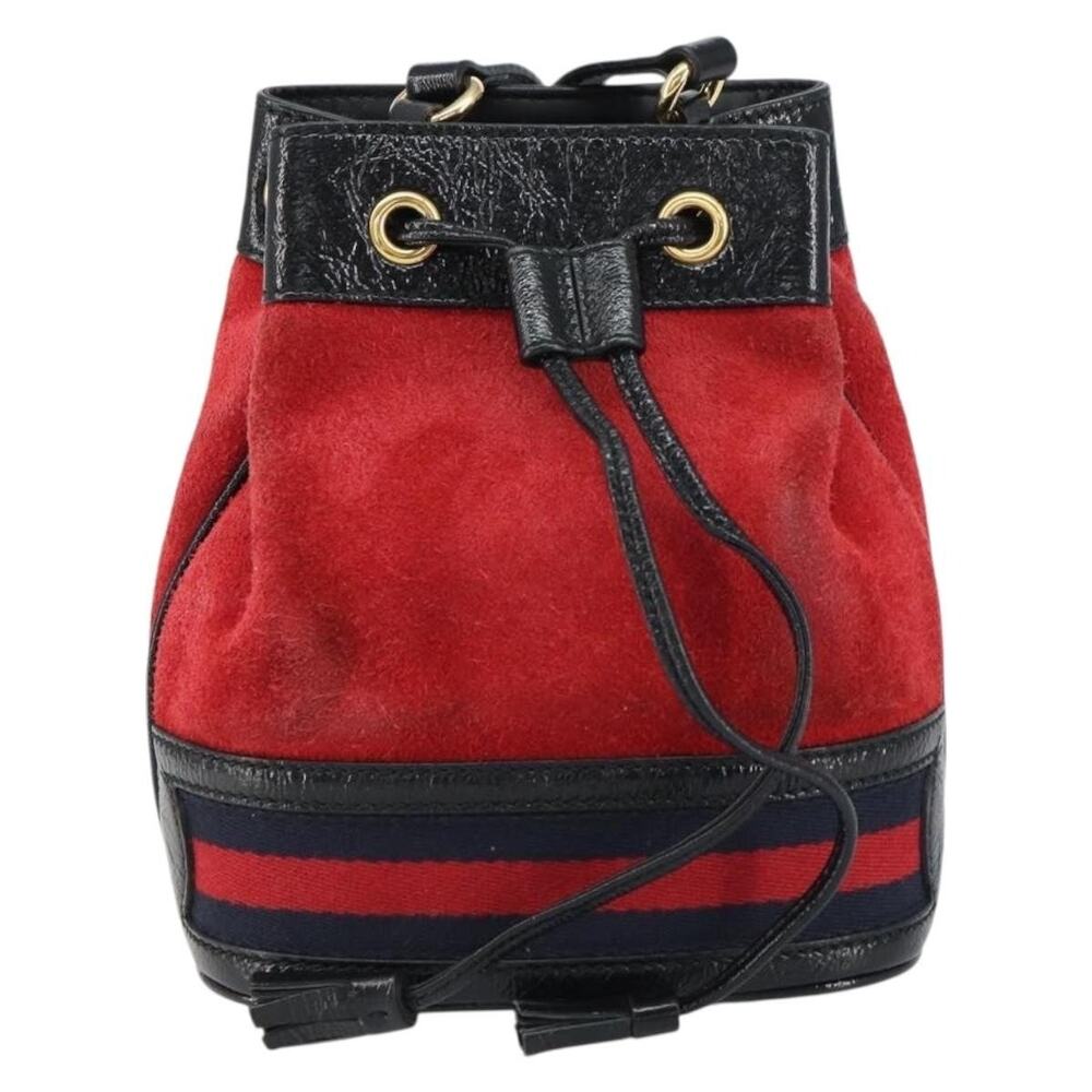 Gucci Suede Web Shoulder Bag Red